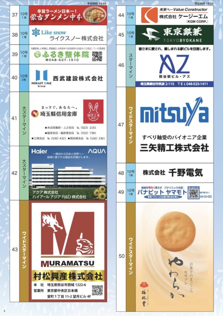 第72回熊谷花火大会プログラム